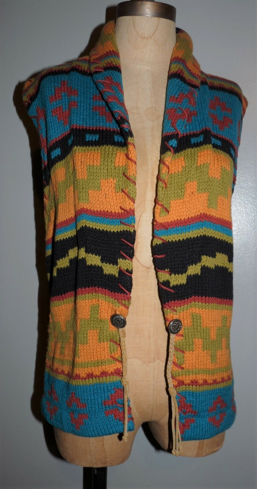 Vintage Country Shop Marshall Fields Hand Knit Cotton Western Sweater SMALL SALE