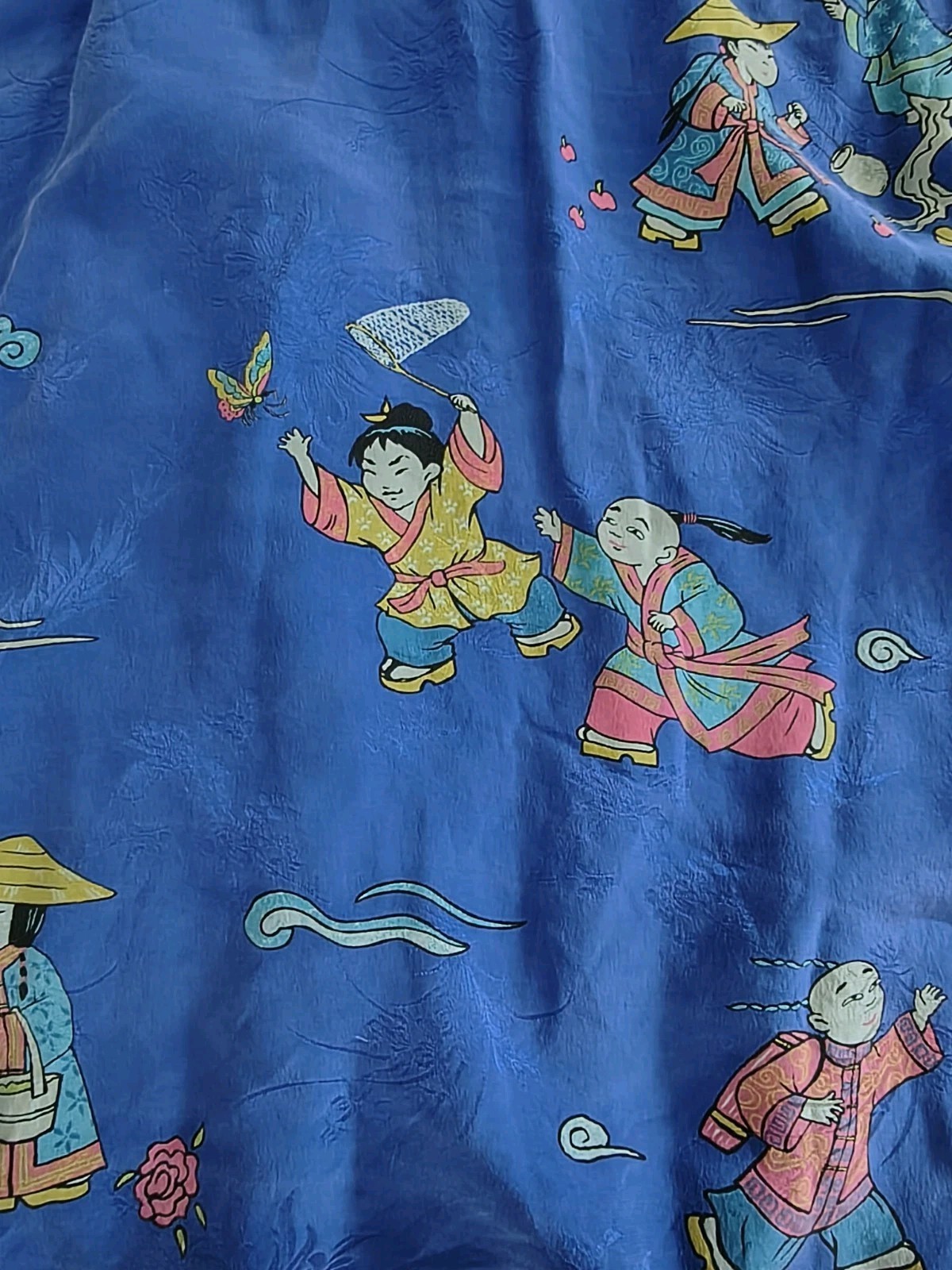 Vintage 80s 90s Chico’s Design Asian 100% Silk Blouse Royal Blue Size L