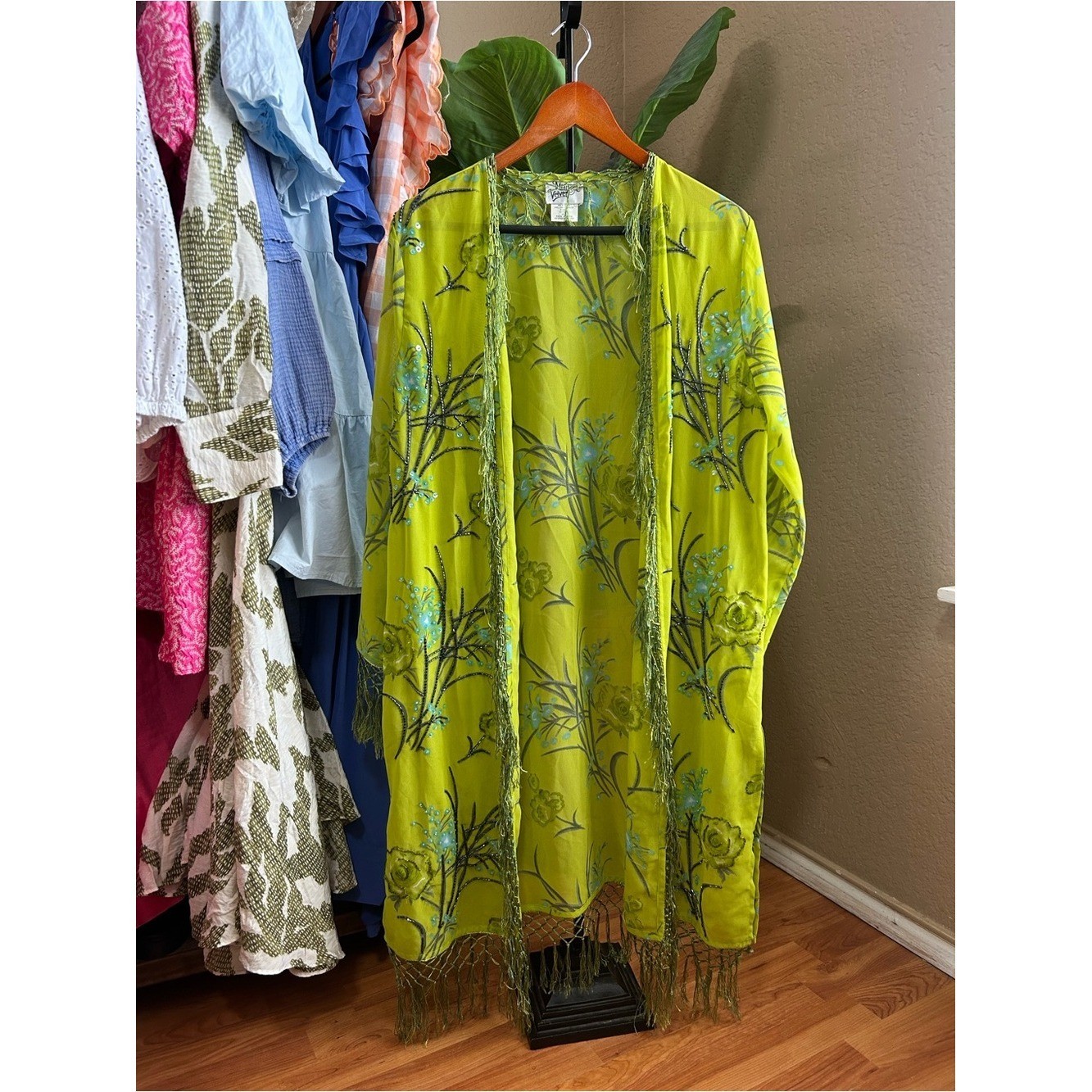 Midnight Velvet retro beaded duster size large boho whimsical vintage