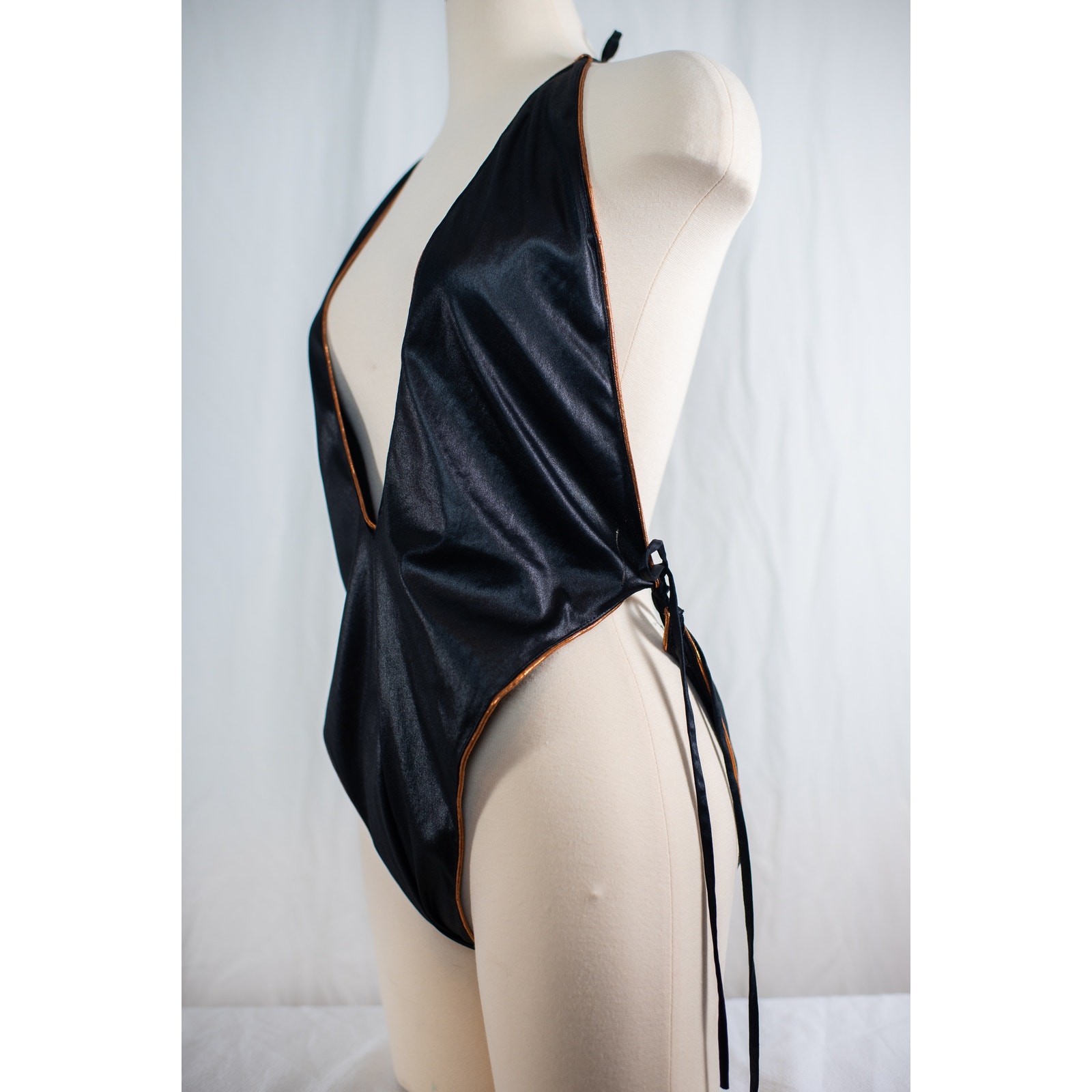 Vintage 90s Black Wet Look Bodysuit, Vampy Grunge Rave Clubwear Goth, XL XXL