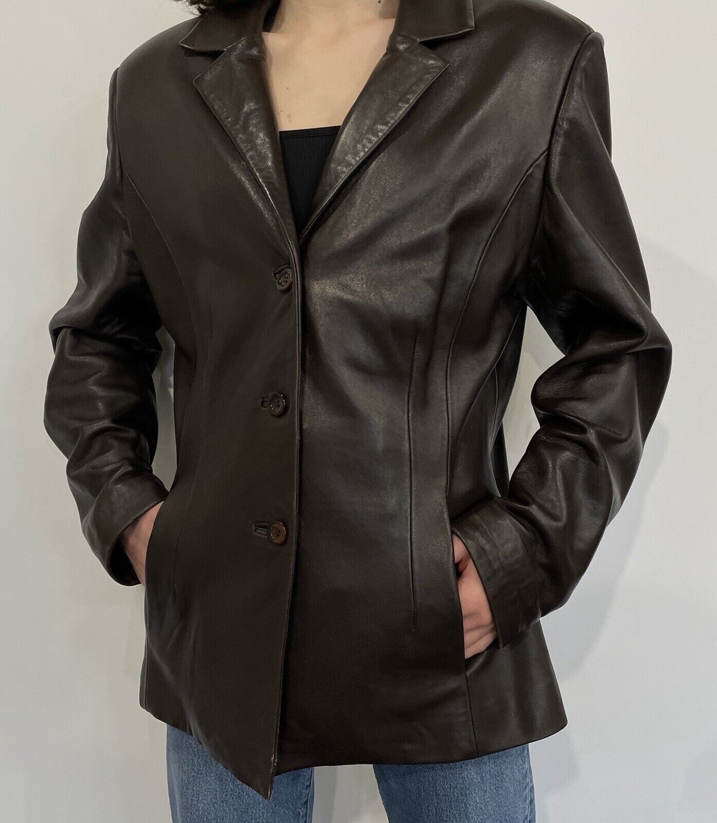 Vintage Versace Classic V2 Leather Brown Blazer Jacket Size 2XL