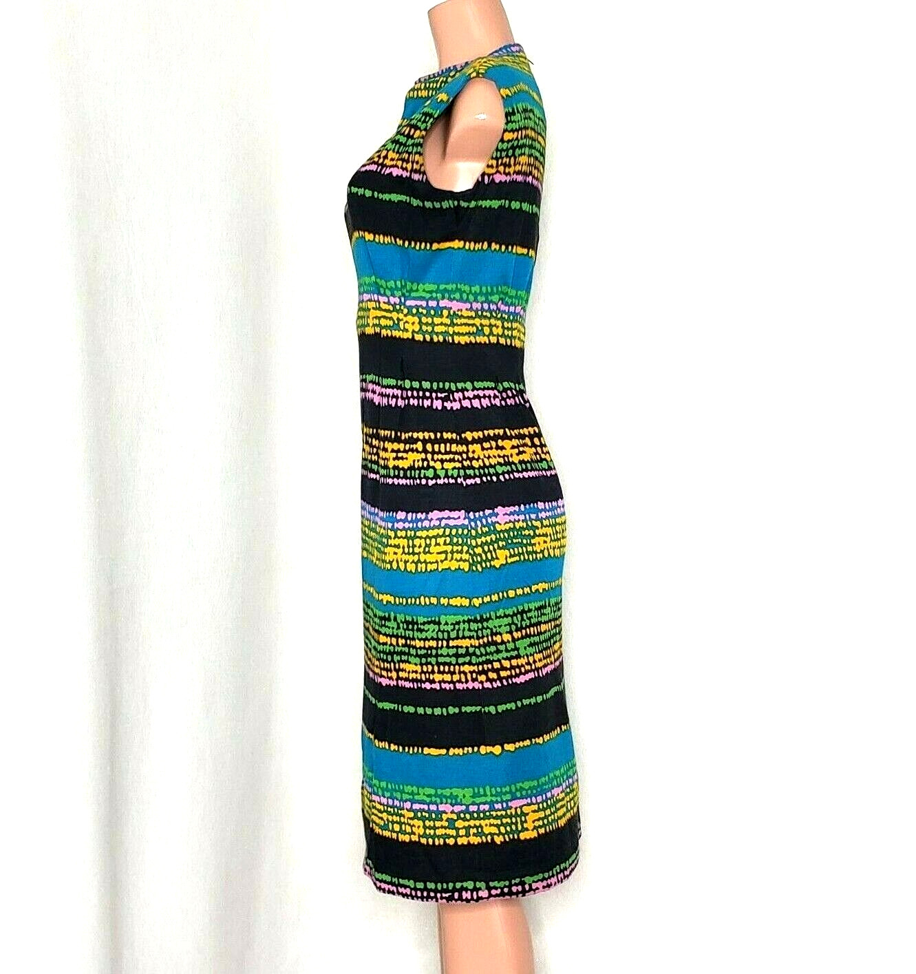 Pauline Trigere Neiman Marcus Vintage 10 or 12 Multicolor Wool Sleeveless Dress