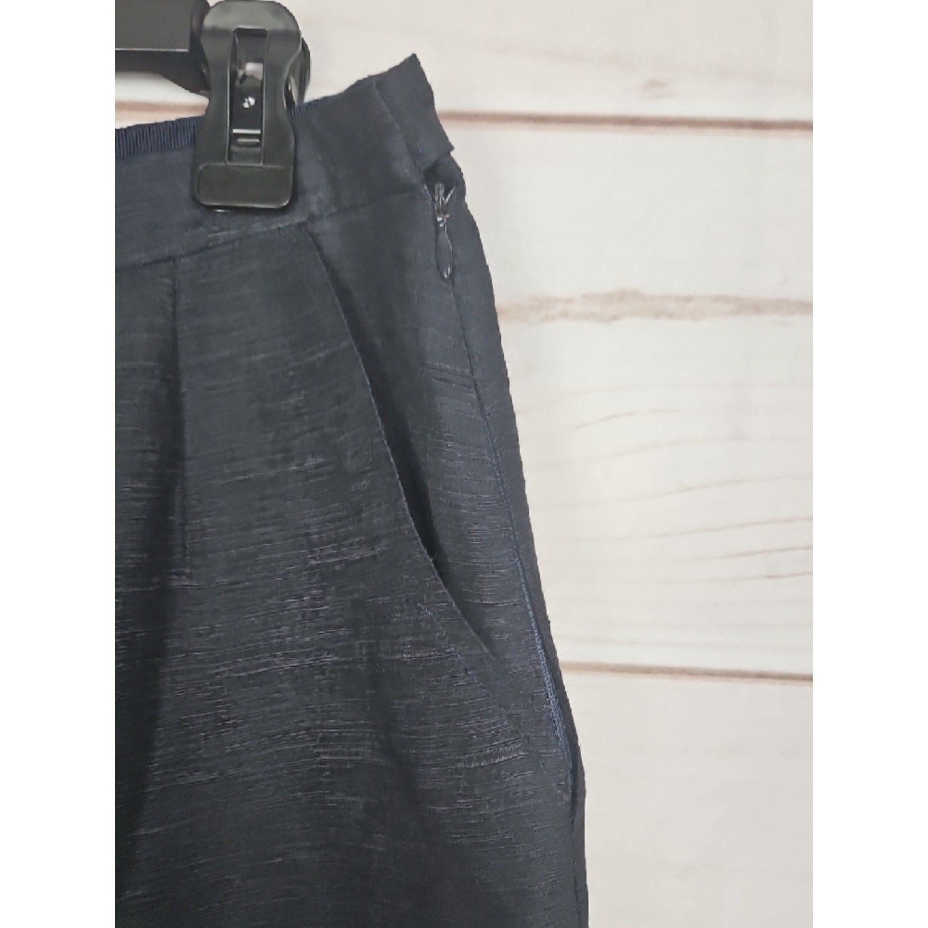 Vintage Giorgio Armani Le Collezioni Wide Leg Trousers Womens 10 Navy Silk Linen