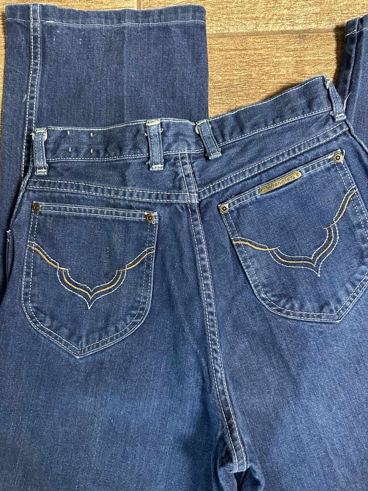 Vtg 70’s Wrangler Women’s Jeans Junior 13 Dark Wash RARE Made USA 25×31