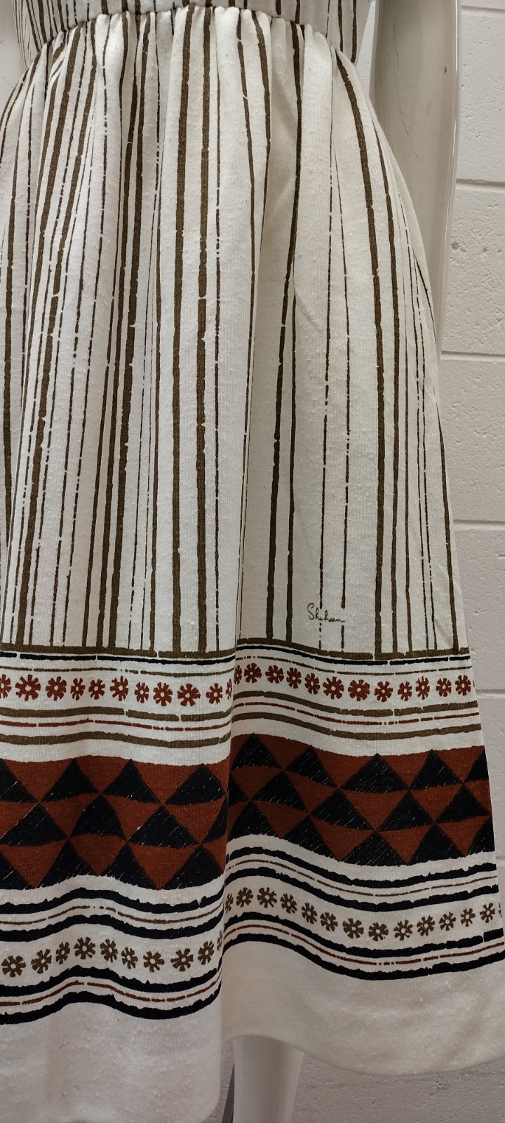 1960s Alfred Shaheen Spring Dress Tiki Style S/M MID CENTURY MODERN Print