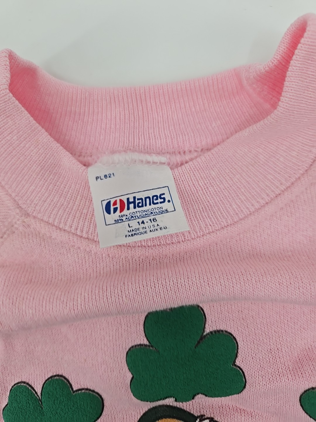 Vintage Deadstock 1980s Pink Sweatshirt, Think Irish, Hanes L 14-16 Womens Xs
