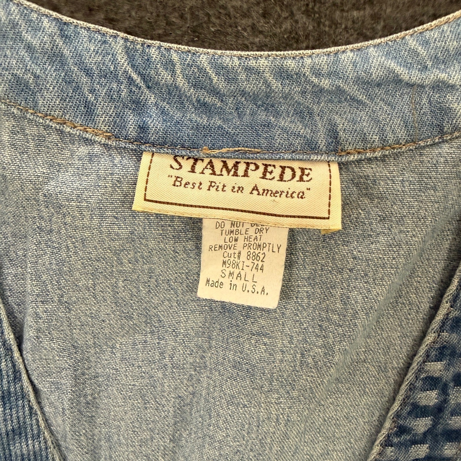90s Stampede Patchwork Denim Vest Womens Small Blue Good Corduroy Western 1895