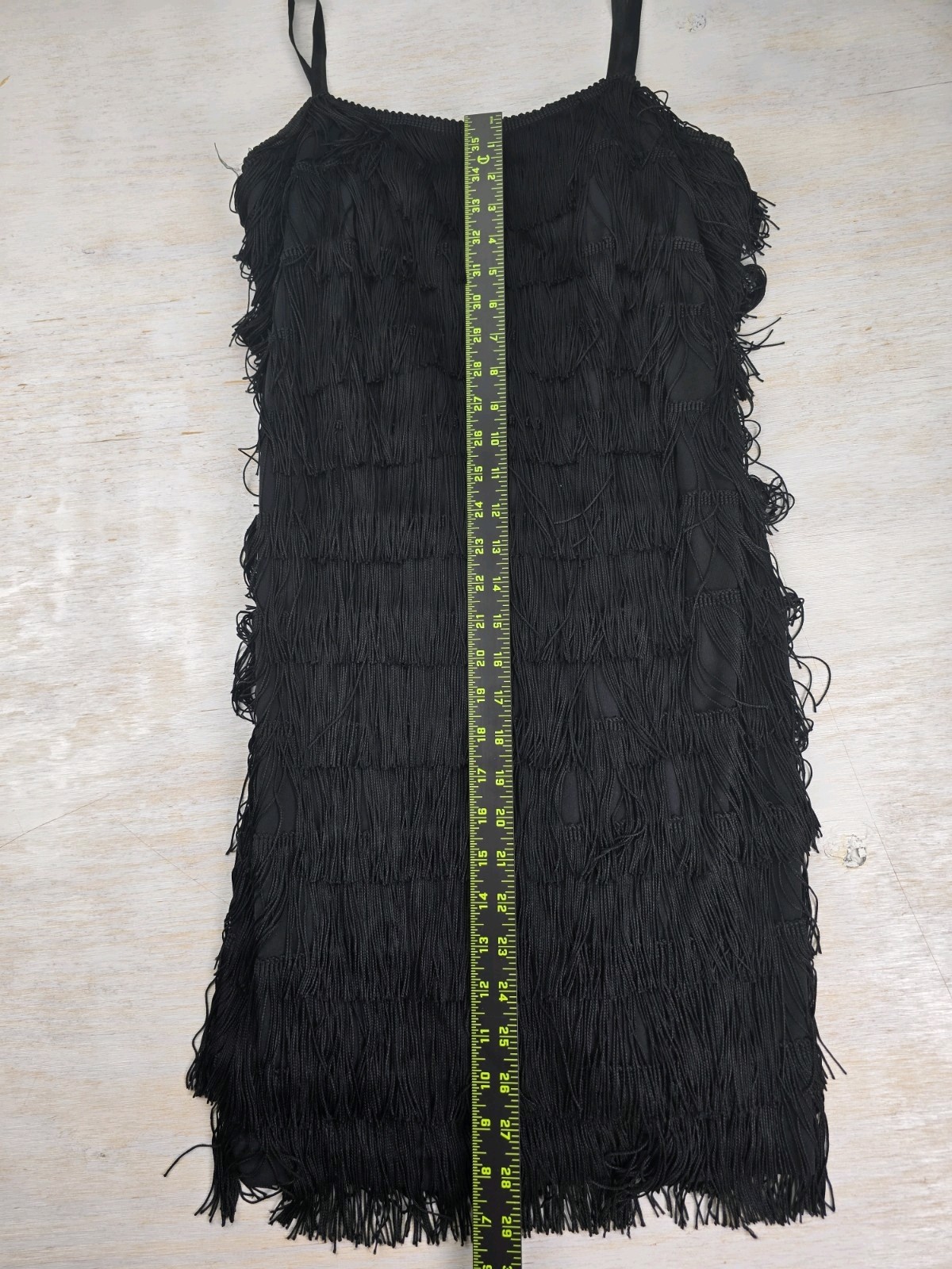Vintage 90s Onyx Nite Fringe Dress Black Flapper Style Size 10 USA Made Cocktail