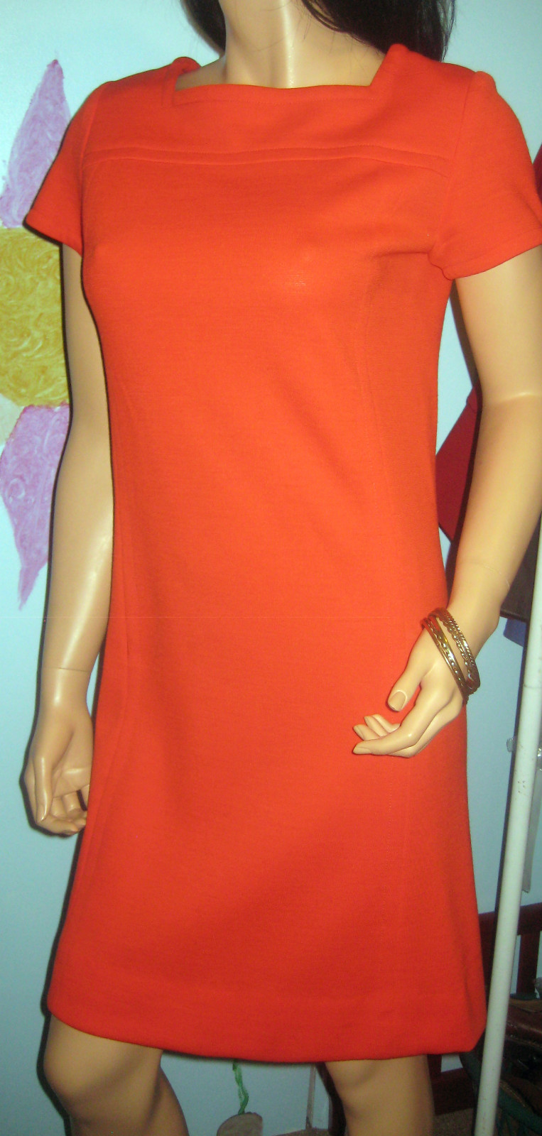 True Vintage~orange dress~ Drop waist~ Back zipped Closure~Mini~Size M-L