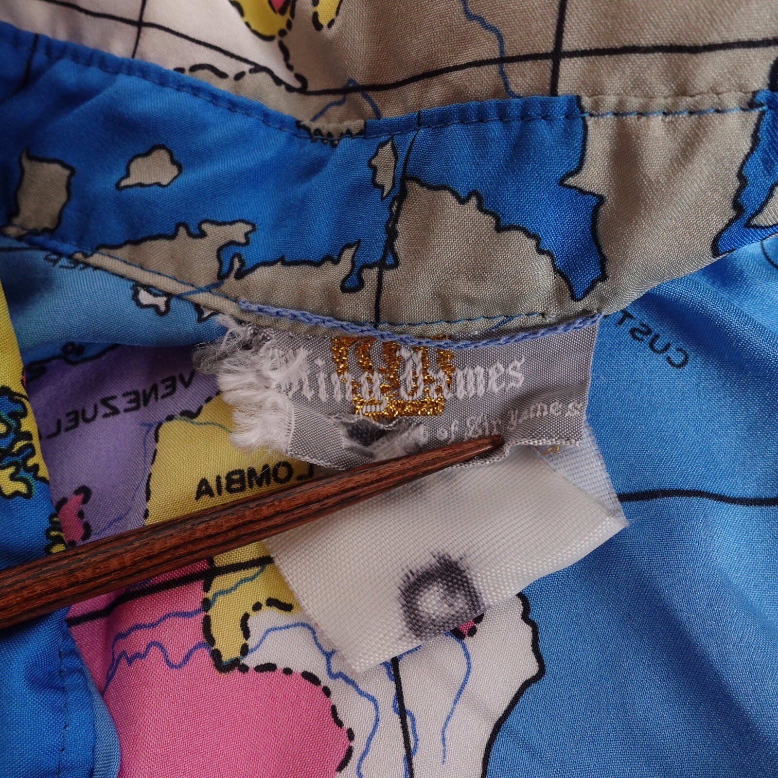 Vintage 80s Miss James Sir Womens World Map All Over Print Globe Shirt Medium