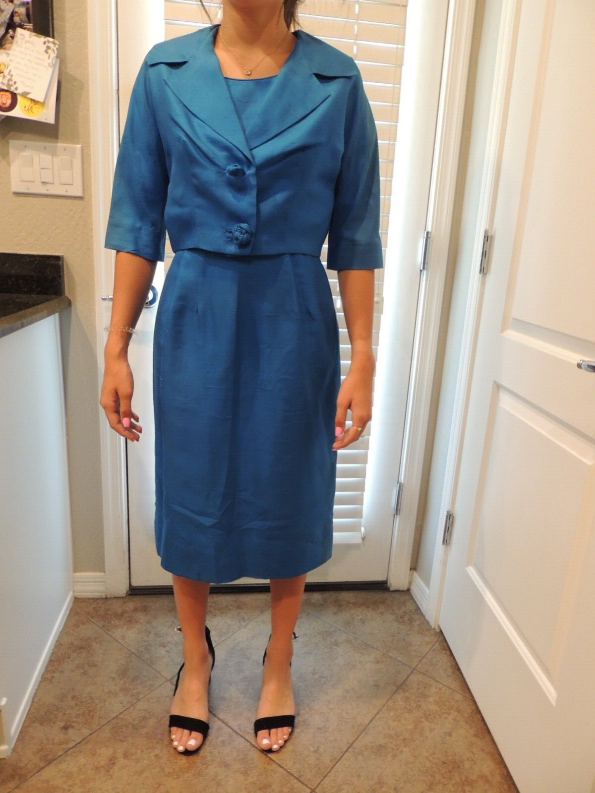 Vintage Alexander Lipton Dress Womens With Jacket Bright Blue