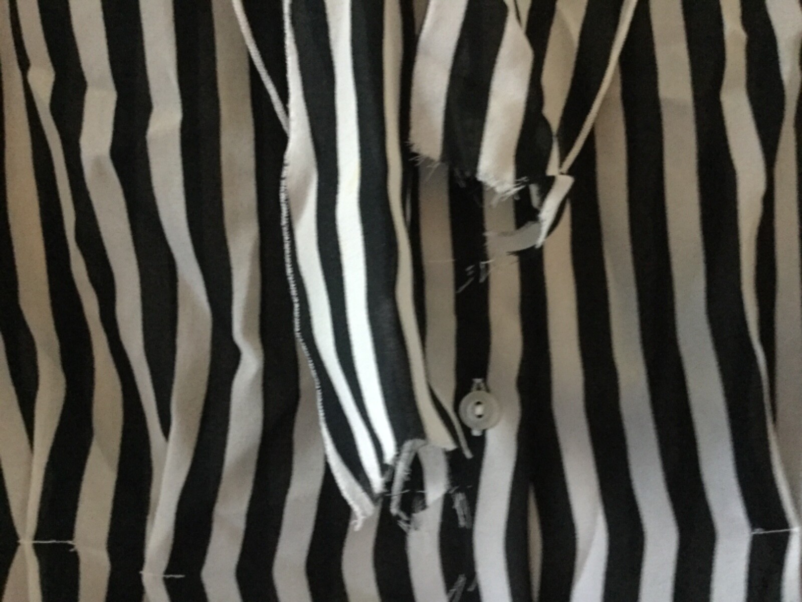 Vintage Judy Bond Size 16 Secretary Blouse Necktie Bow Black White Stripe Sexy