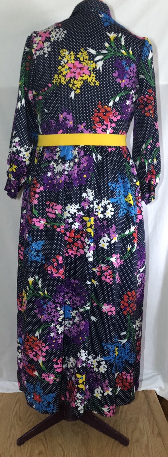 Concept 70’s Swirl women vintage dress floral virbrant mlticolored size M