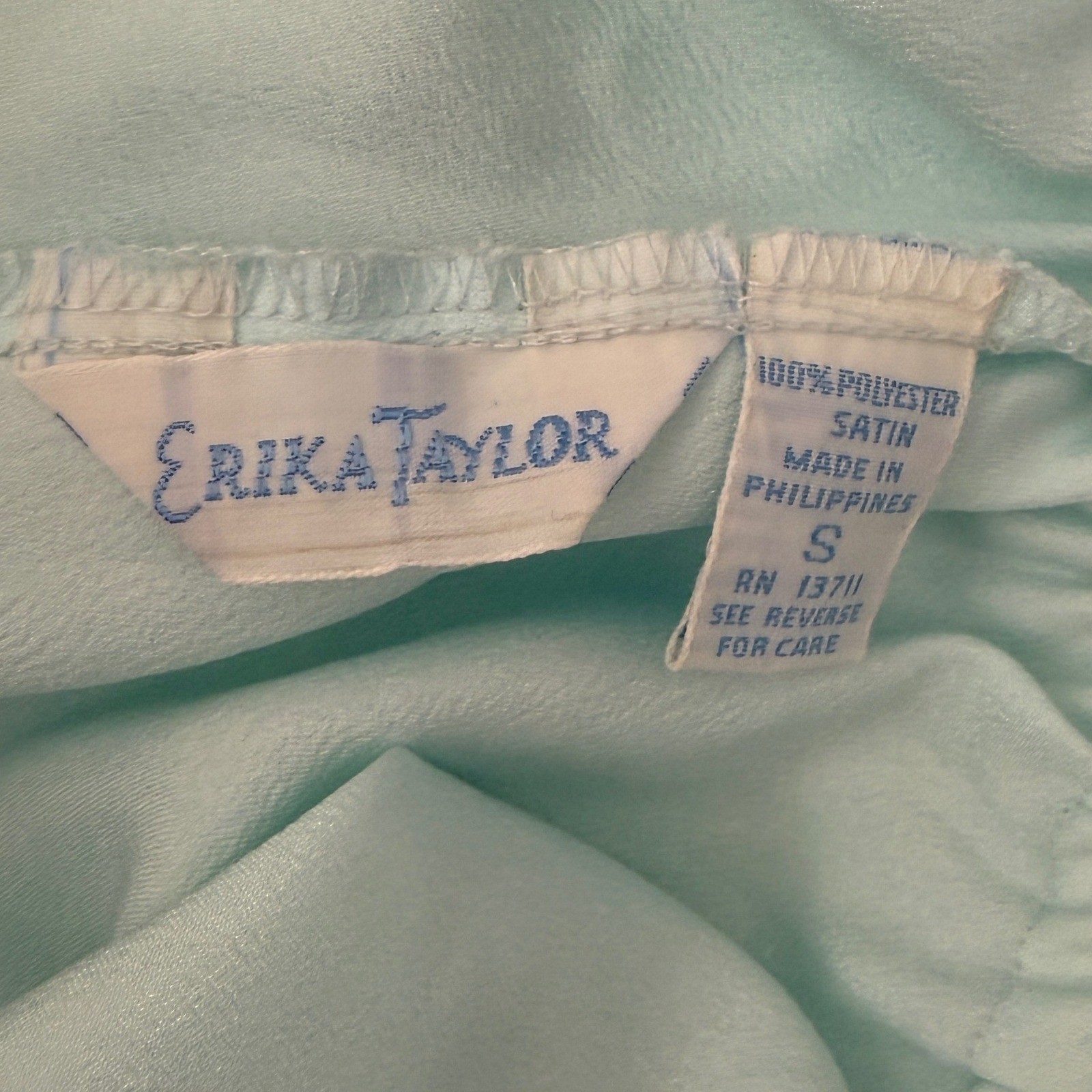 VTG Coquette Blue Satin Lace Teddy Floral Scalloped S/M Retro Bridal Soft Girl
