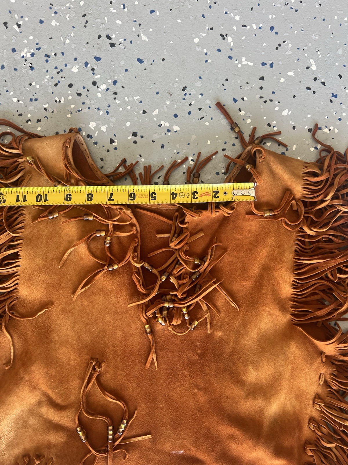 Vtg Fringed Top Leather With Neck Piece And Hair Clip Split Cow Hide