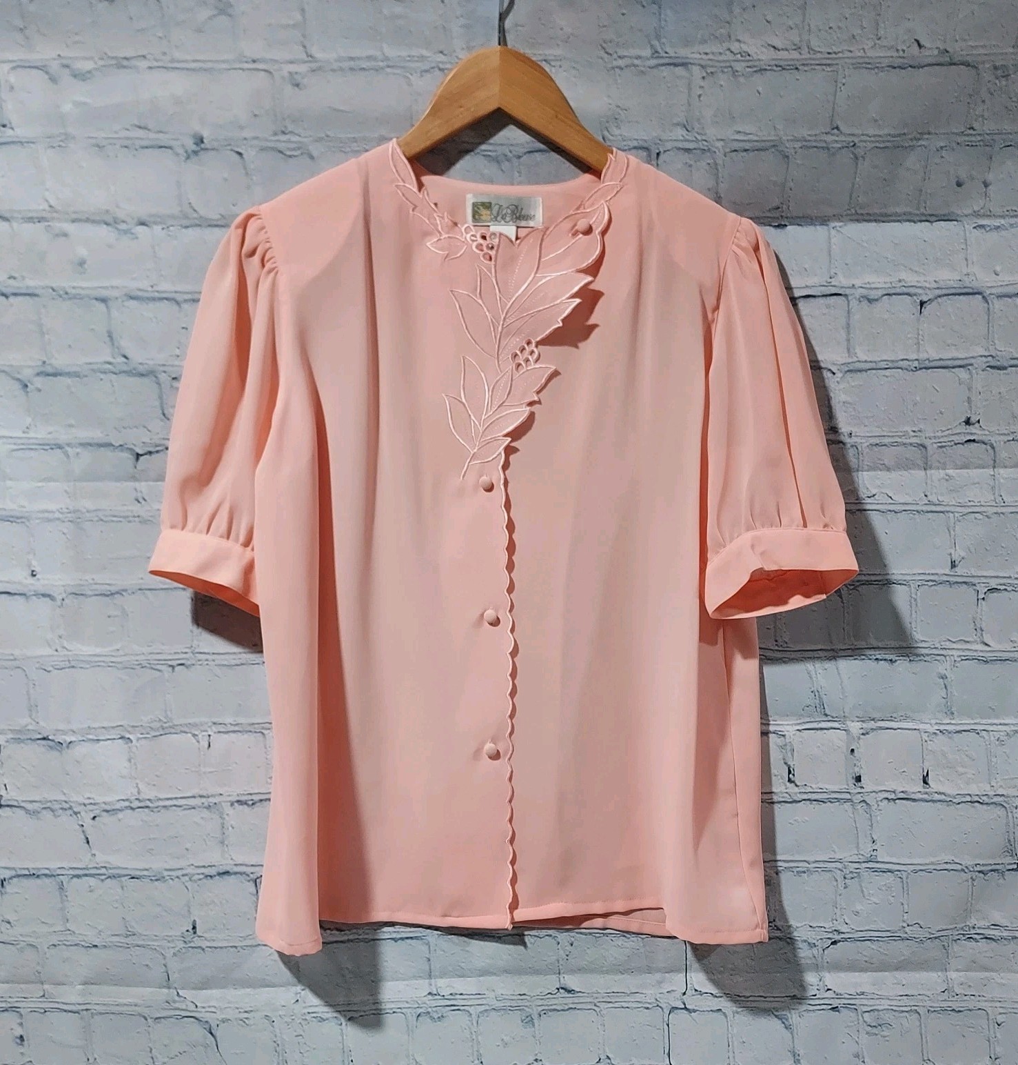 Twee Vintage La Blouse Size 8 Antique 1980’s Lace Pale Pink Short Sleeve Top