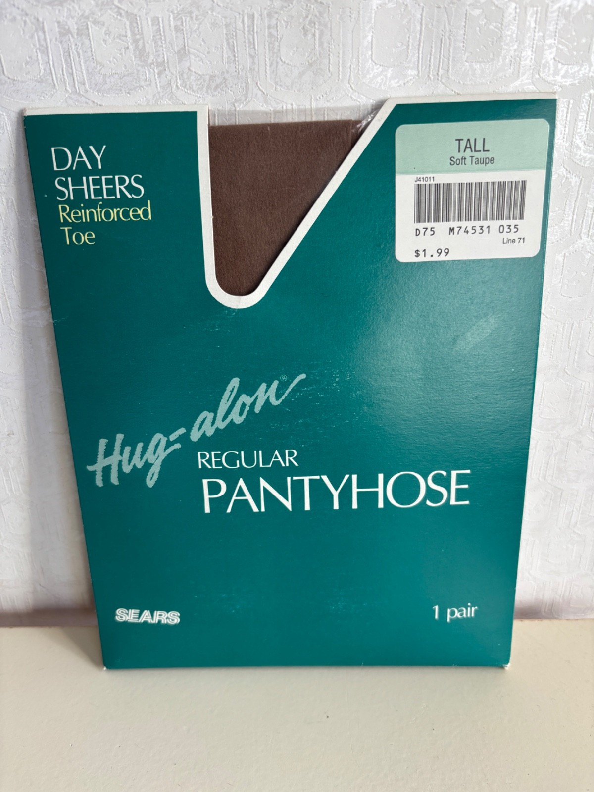 NOS VTG HUG-A-LON PANTYHOSE DAY SHEER SANDAL FOOT NYLONS*TALL SOFT TAUPE