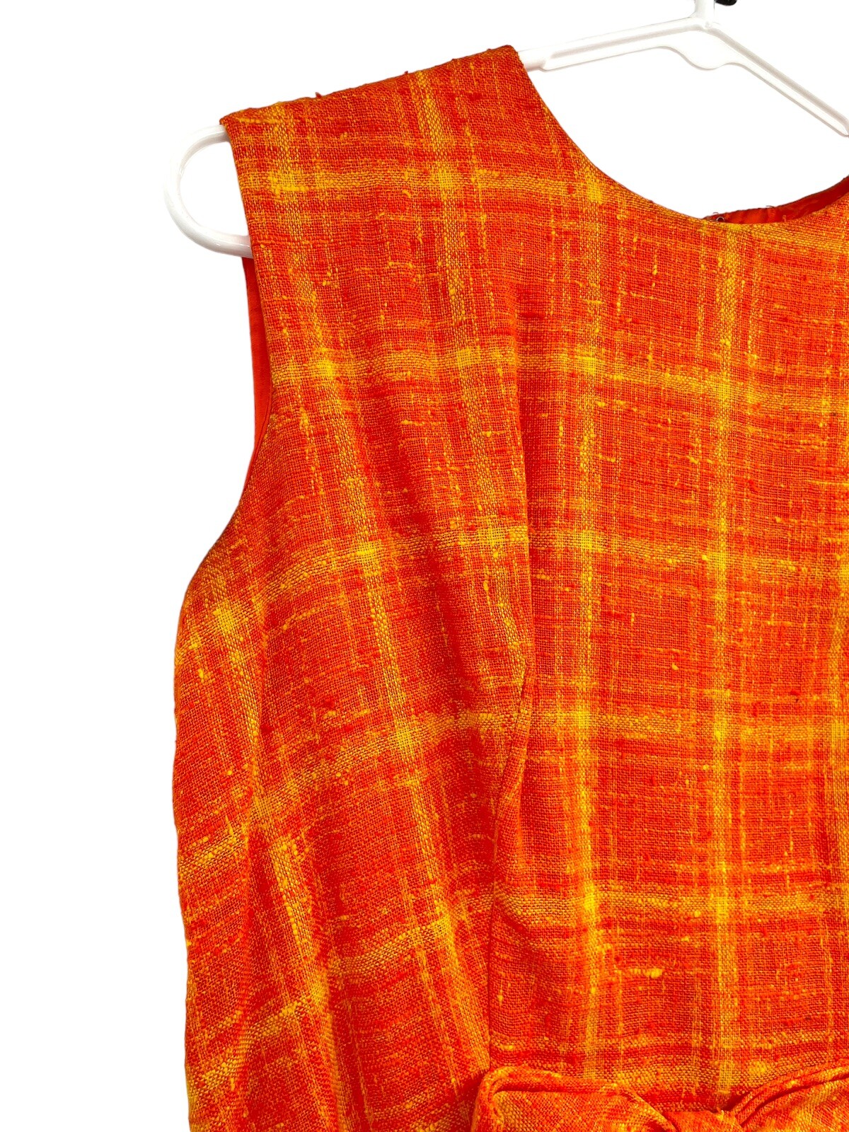 Vintage Stacy Ames Tweed Windowpane Sheath Dress Burnt Orange size 14