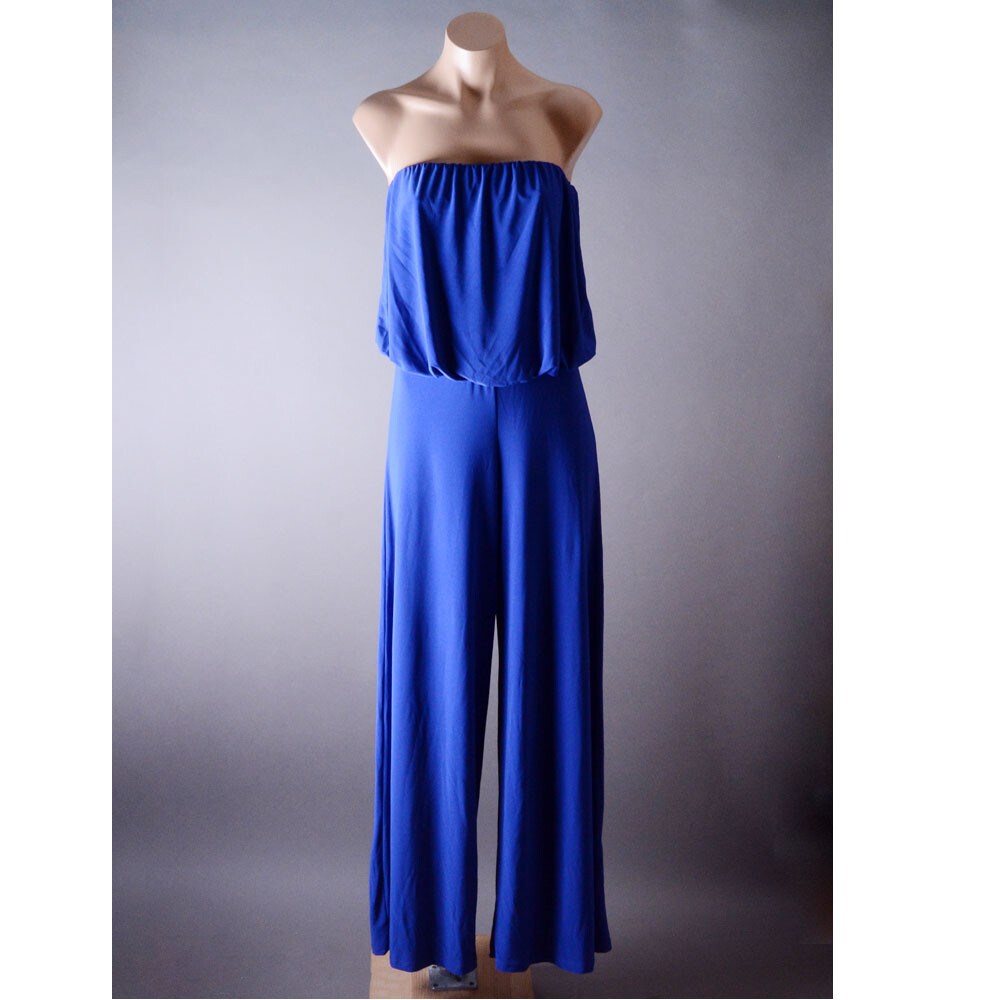 Royal Blue Womens Strapless Evening Party Playsuit Casual Jumpsuit Romper S M L