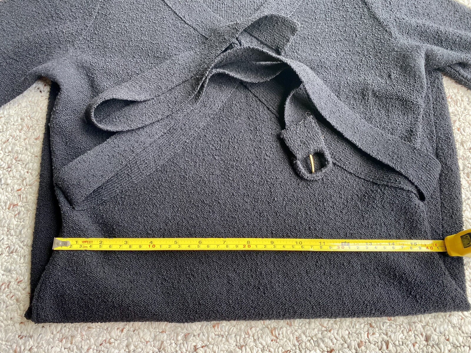1930s Rare Black Hand-Knit Dress by Marinette w/ Belt