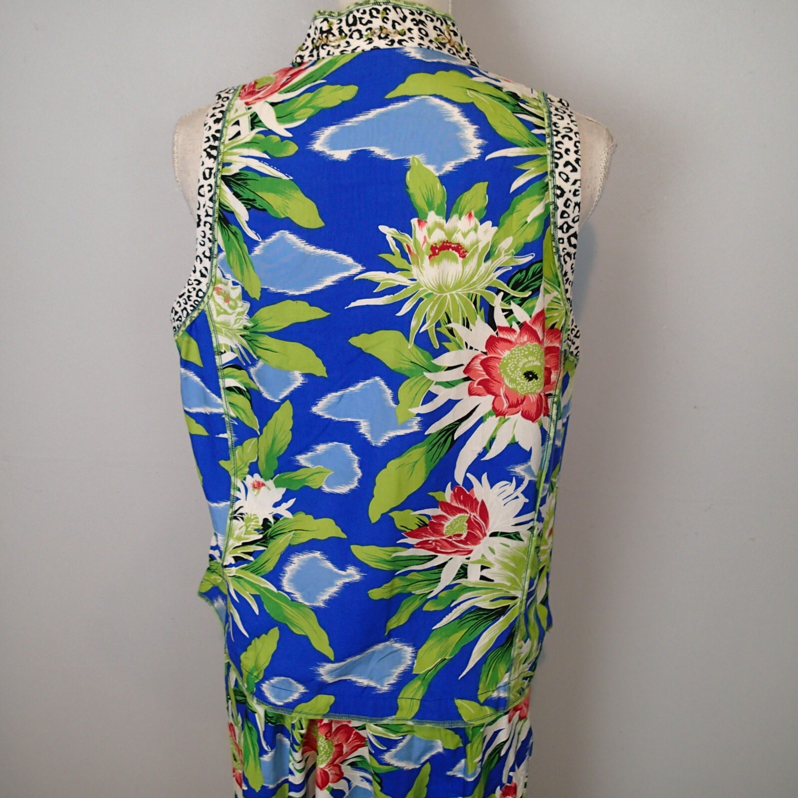 FAITH by Celia Forrester Set S Top Skirt Tropical Floral Shirt hawaian blue