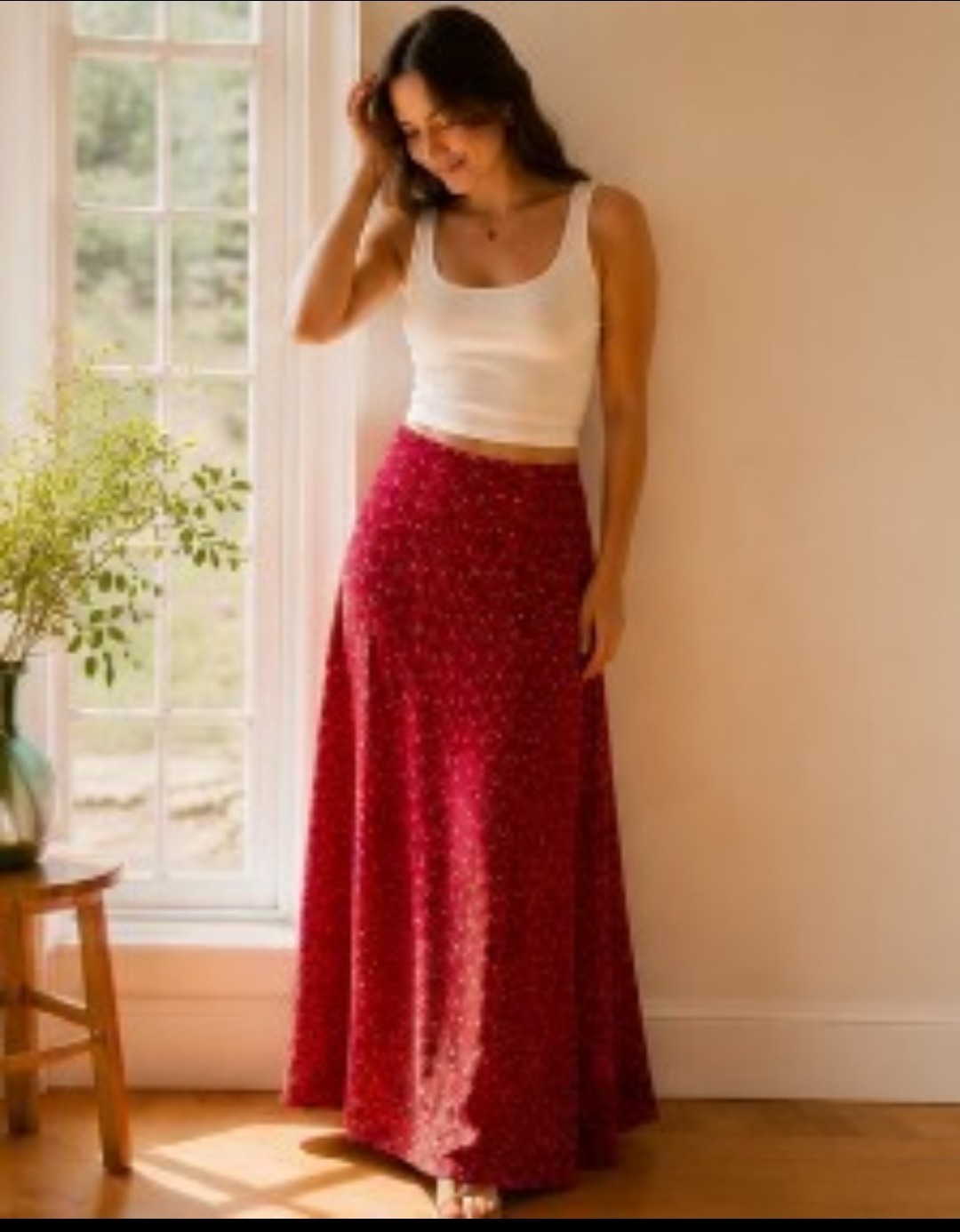 1970s India Imports of Rhode Island Cotton Floral Block Print Maxi Wrap Skirt XS