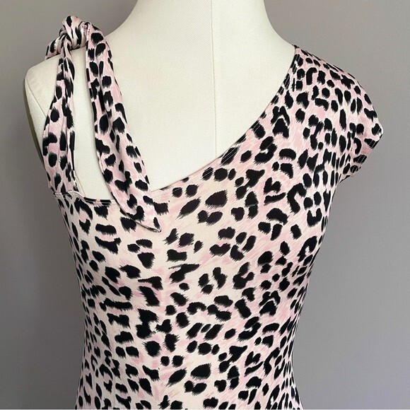 See by Chloe Pink Leopard Print Silk Jersey Asymmetric Dress – 6 🇮🇹