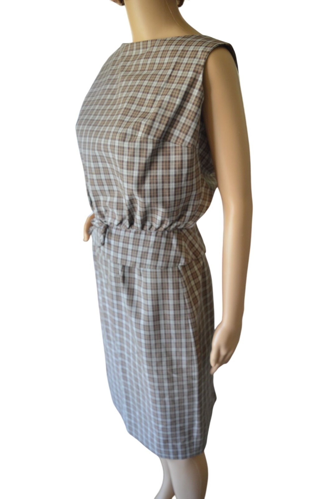 Vintage 60s Patty Woodard Brown Plaid Belted Skirt Set Juniors Size Small Coquet