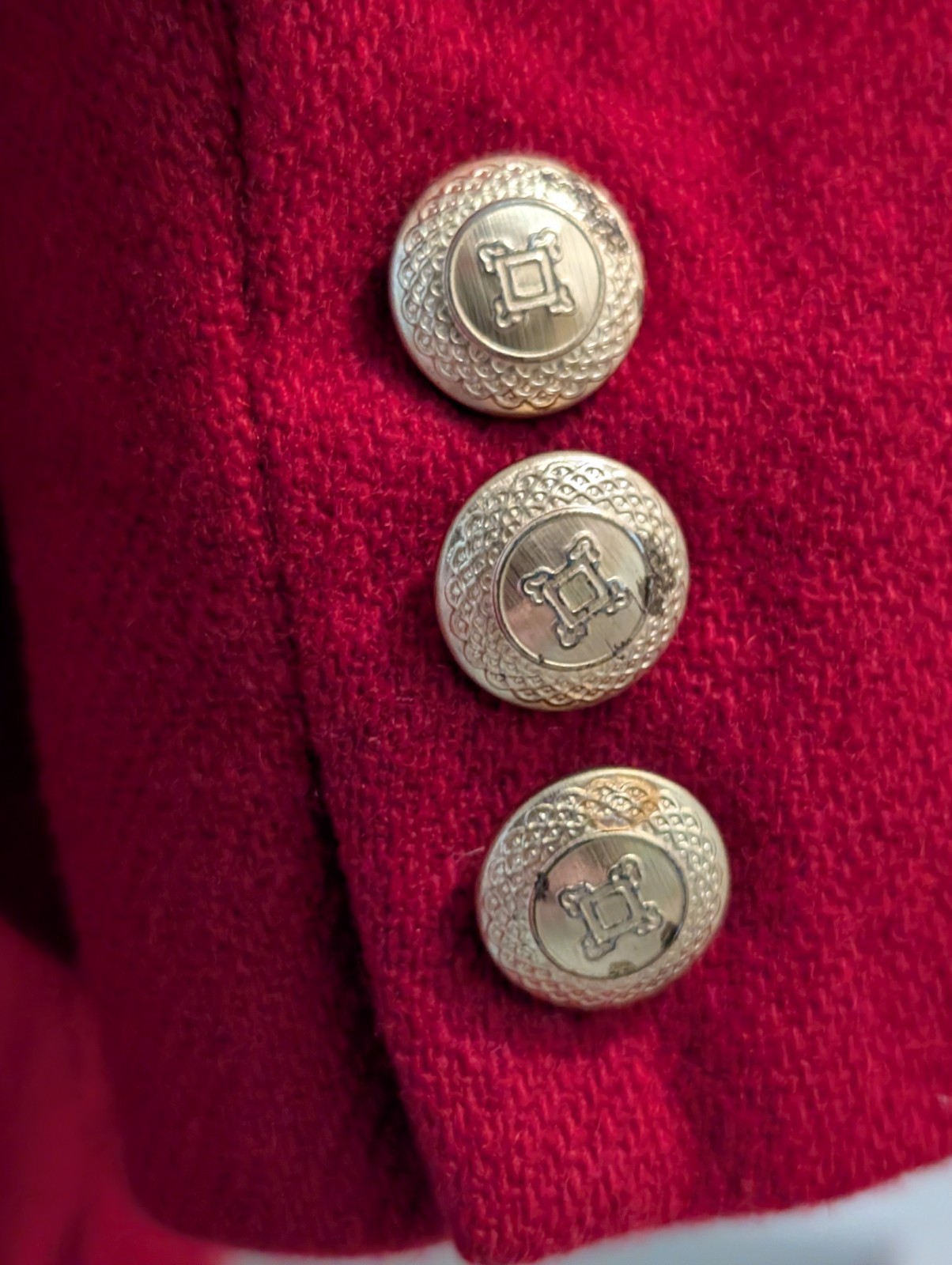 Laura Scott Vintage Blazer Red Wool Shell Gold Buttons Women’s Size 14