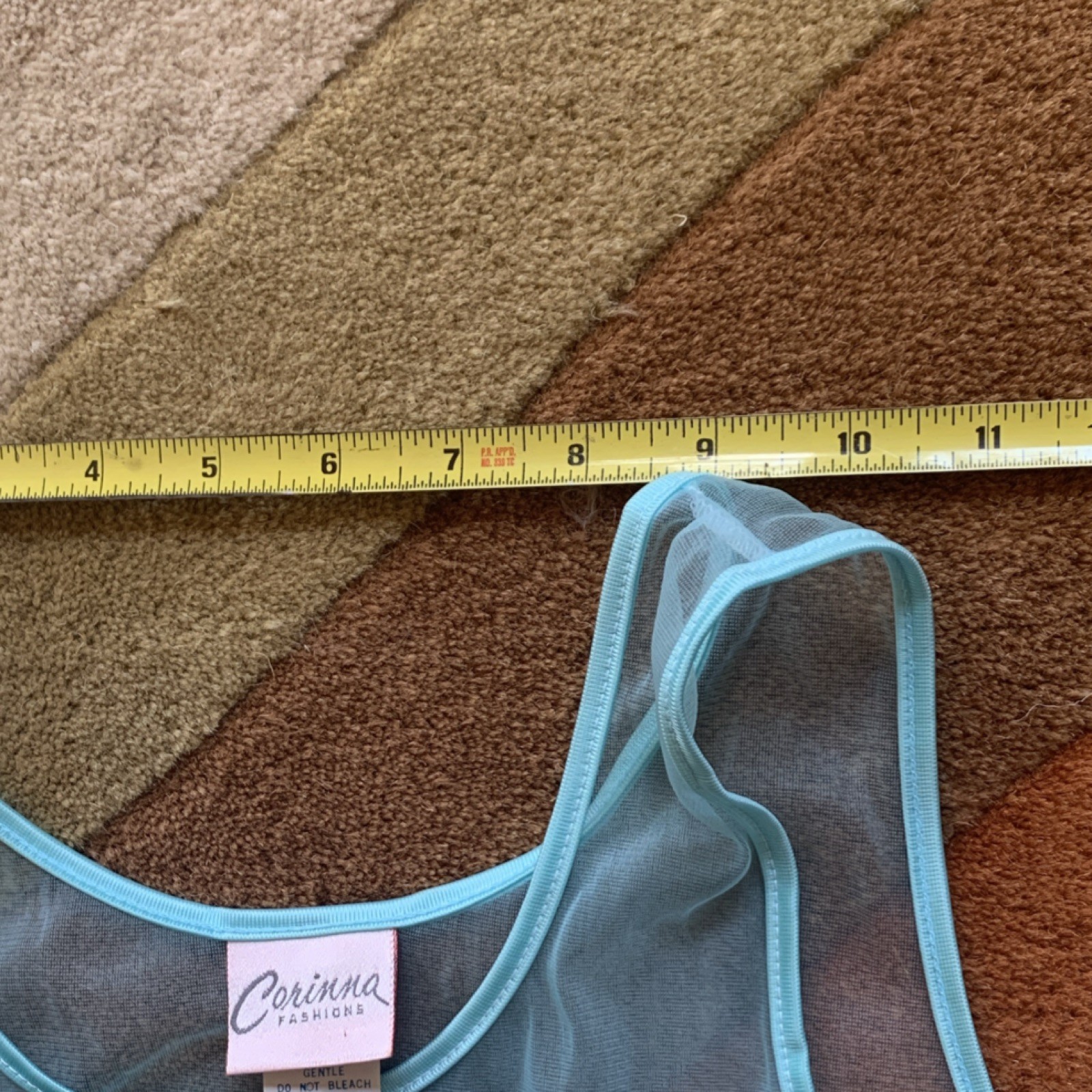 Vintage Corinna Fashions 2-Piece Blue Nylon Lingerie pajama Set, Size S
