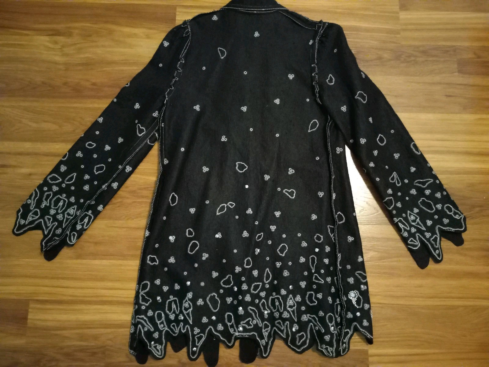 Vintage Zandra Rhodes Couture Black Felt Embellished Jacket Handmade England M
