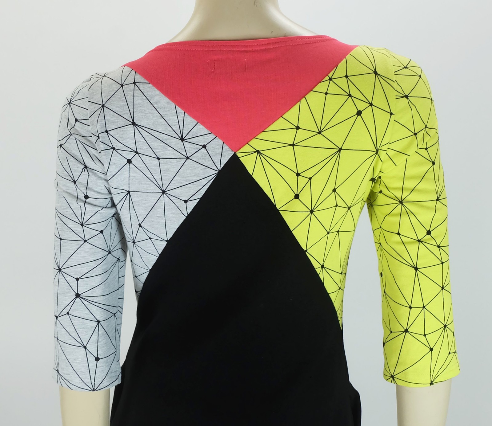 1980s dress mini dress size S new wave neon gray and black label mi eta