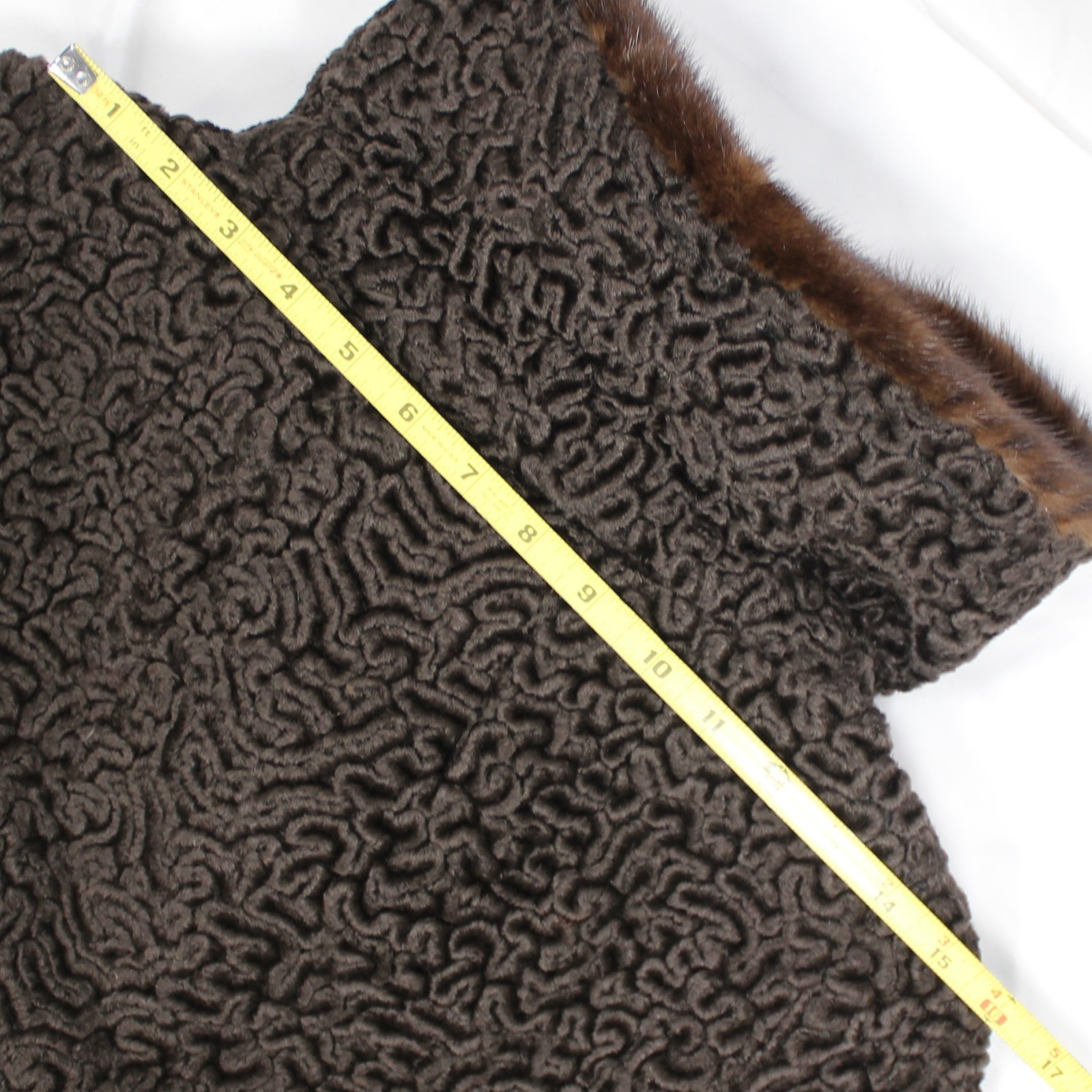 Vtg 50s Sportowne Astrakin Faux Curly Lamb Swing Coat Real Mink Collar Sz M