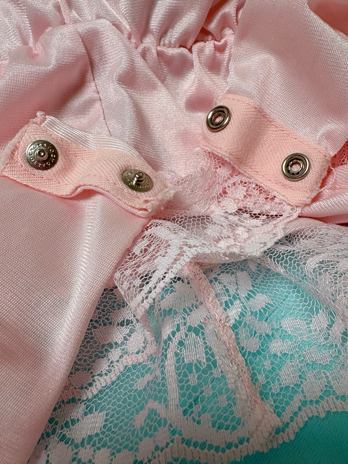 Vintage 1970s Lace Lingerie Teddy Nightgown Romper Bodysuit USA Pink Kawaii