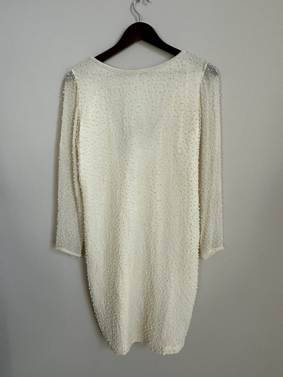 Aj Bari Vintage White Beaded Silk Dress