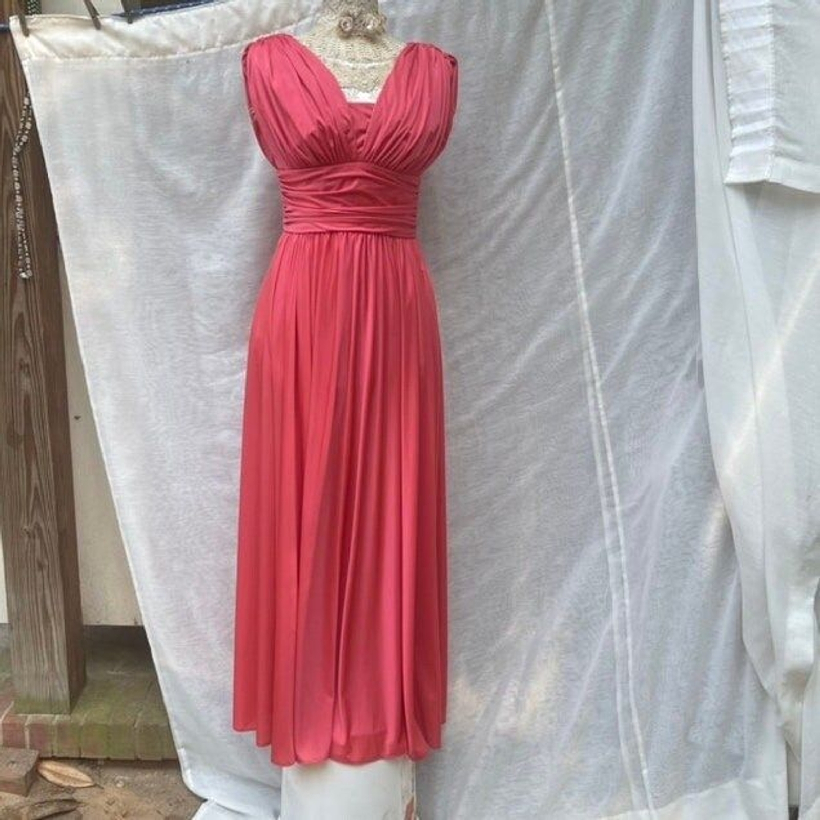 1970s Marita by Anthony Muto Coral Pink Gown S