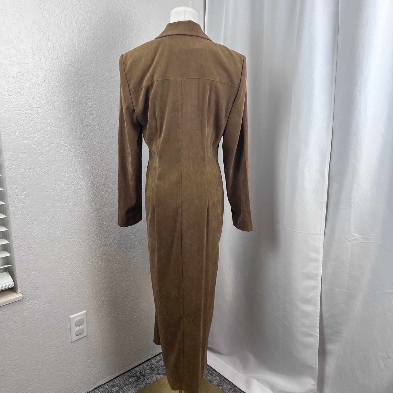 Vintage Faux Suede Midi Dress Womens 6 Beaded Western Country Cowgirl Boho Chic