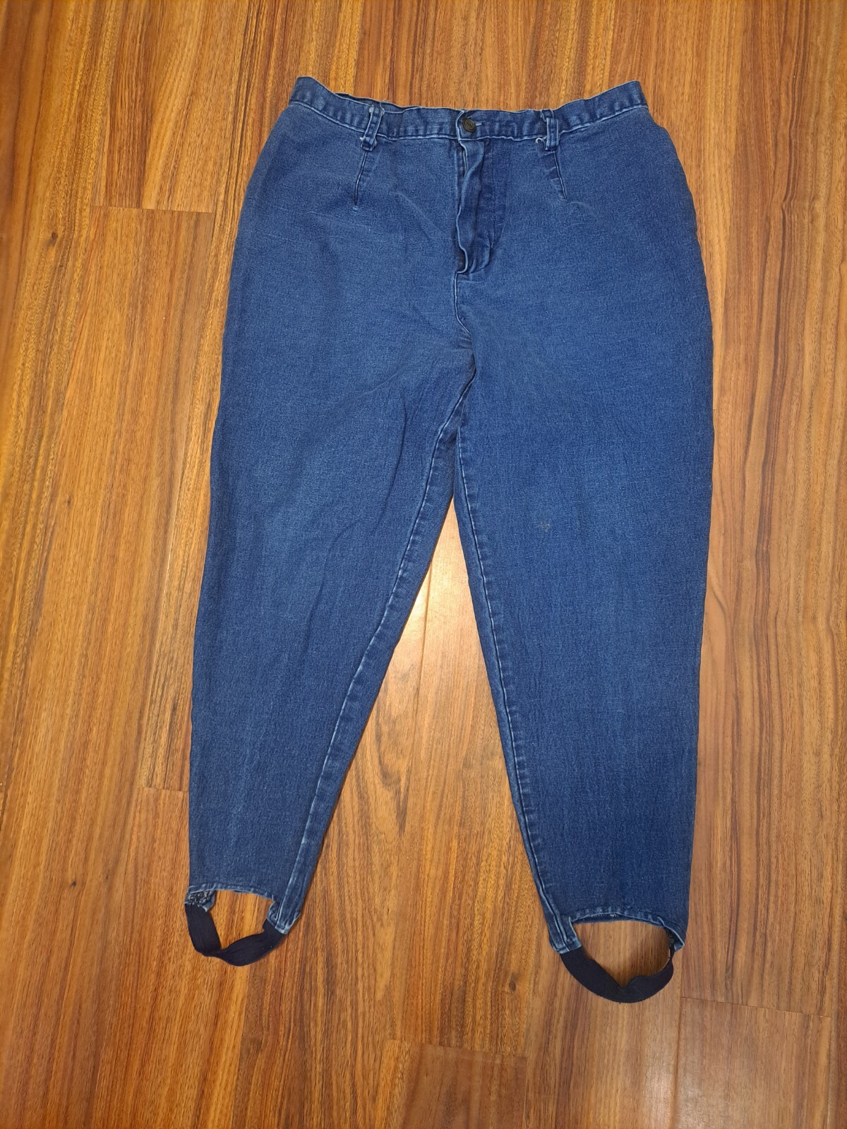 VINTAGE White Stag Stirrup Pants Women’s Size 14 Blue Denim Button And Zipper.