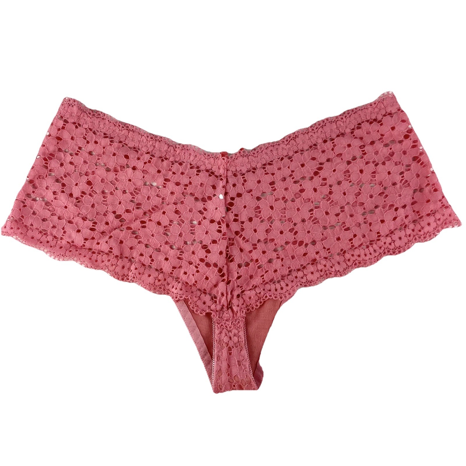 Angelina Panties Pink Daffodil Sheer Stretch Lace Bow Size XL Vintage