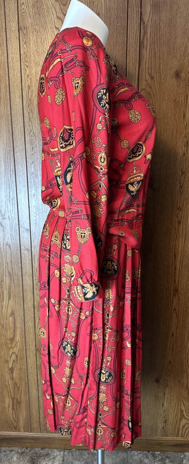 Vtg Leslie Faye Wide Leg Crop Culotte Pant & Blouse Set Equestrian Print 12P