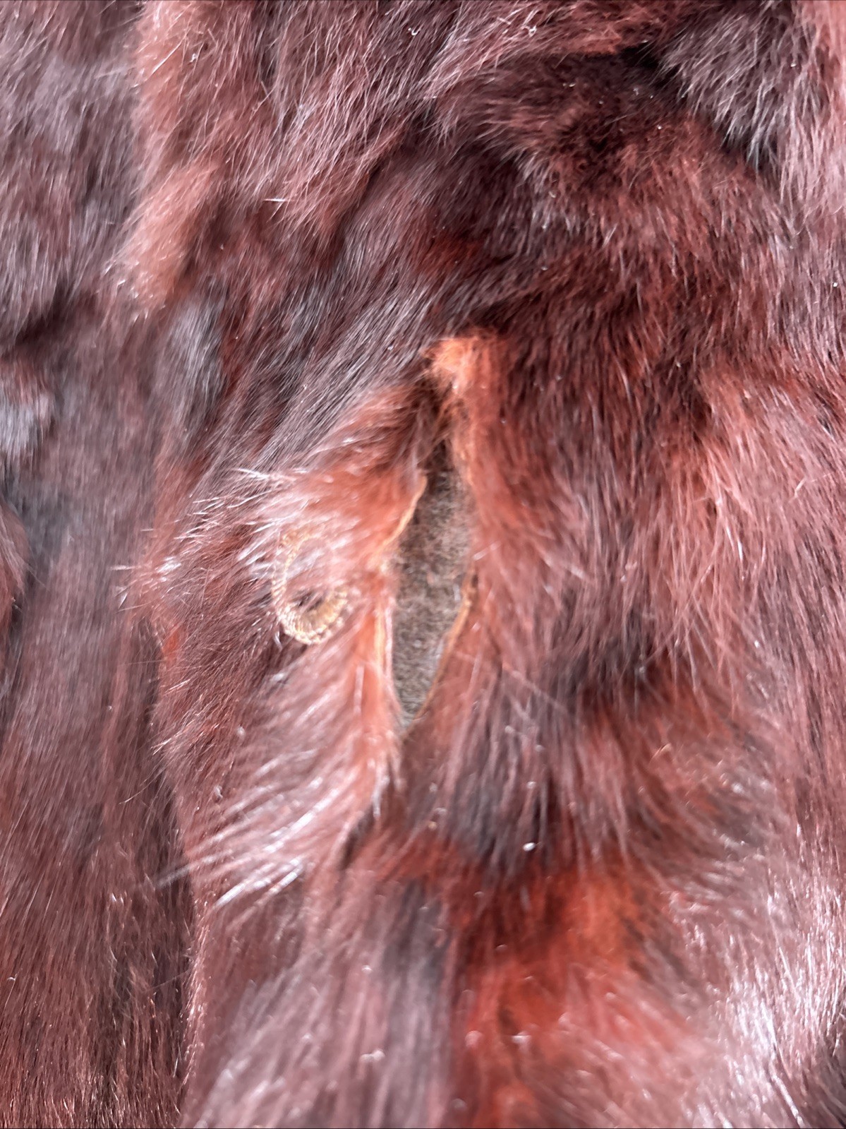 Vintage 1950s Chocolate Brown Mink Fur Jacket 3/4 Sleeve Hook Closures Monogram