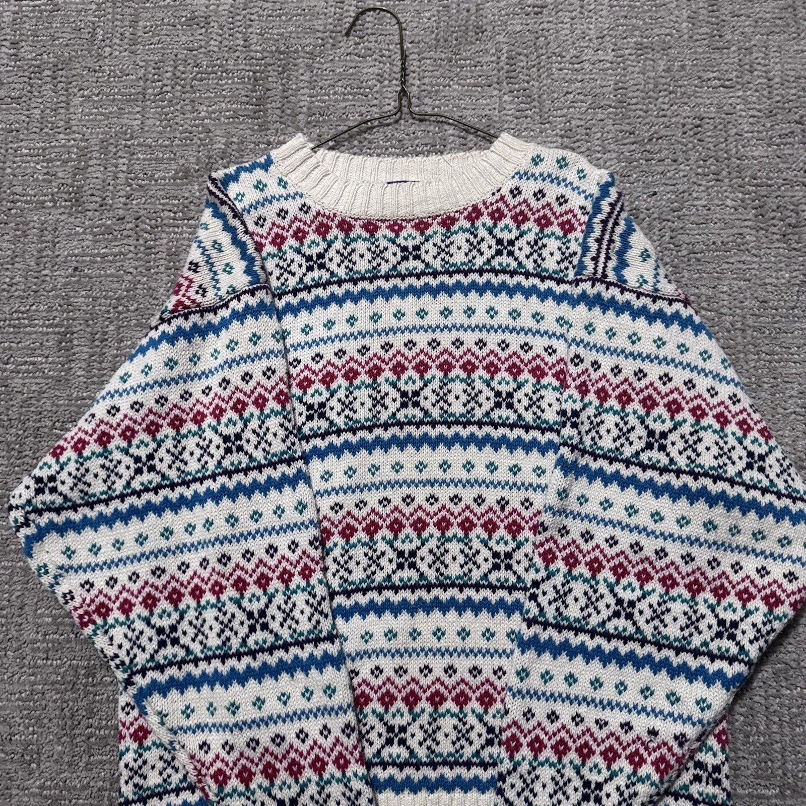 Vintage Tommy Hilfiger Knit Sweater Women’s Small White Striped Design Christmas