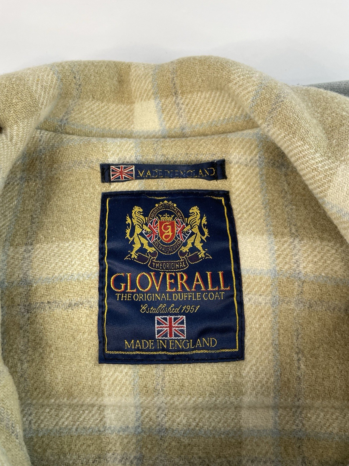 Vintage Gloverall Powder Blue Wool Duffle Coat Womens Sz 8 Hooded Toggle FLAWS