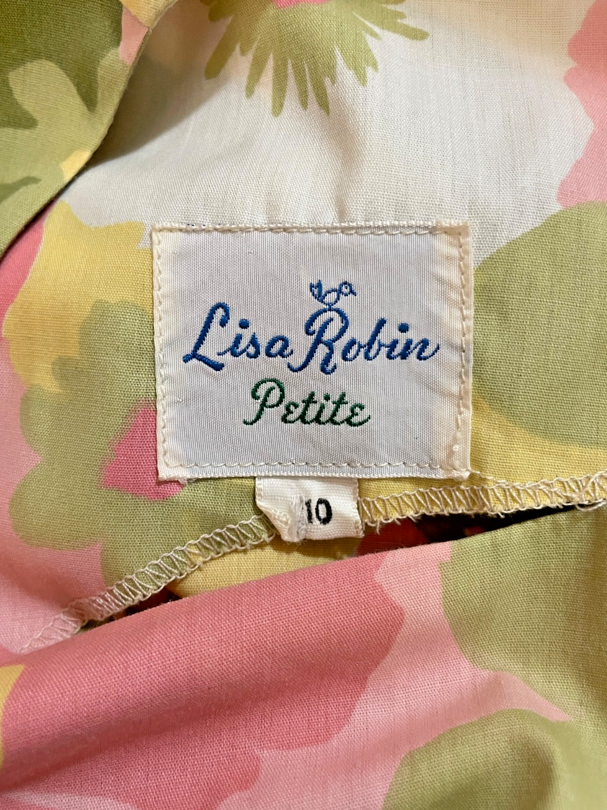 Vintage Lisa Robin Petite Size 10 Floral Garden Dress with Pleated Skirt