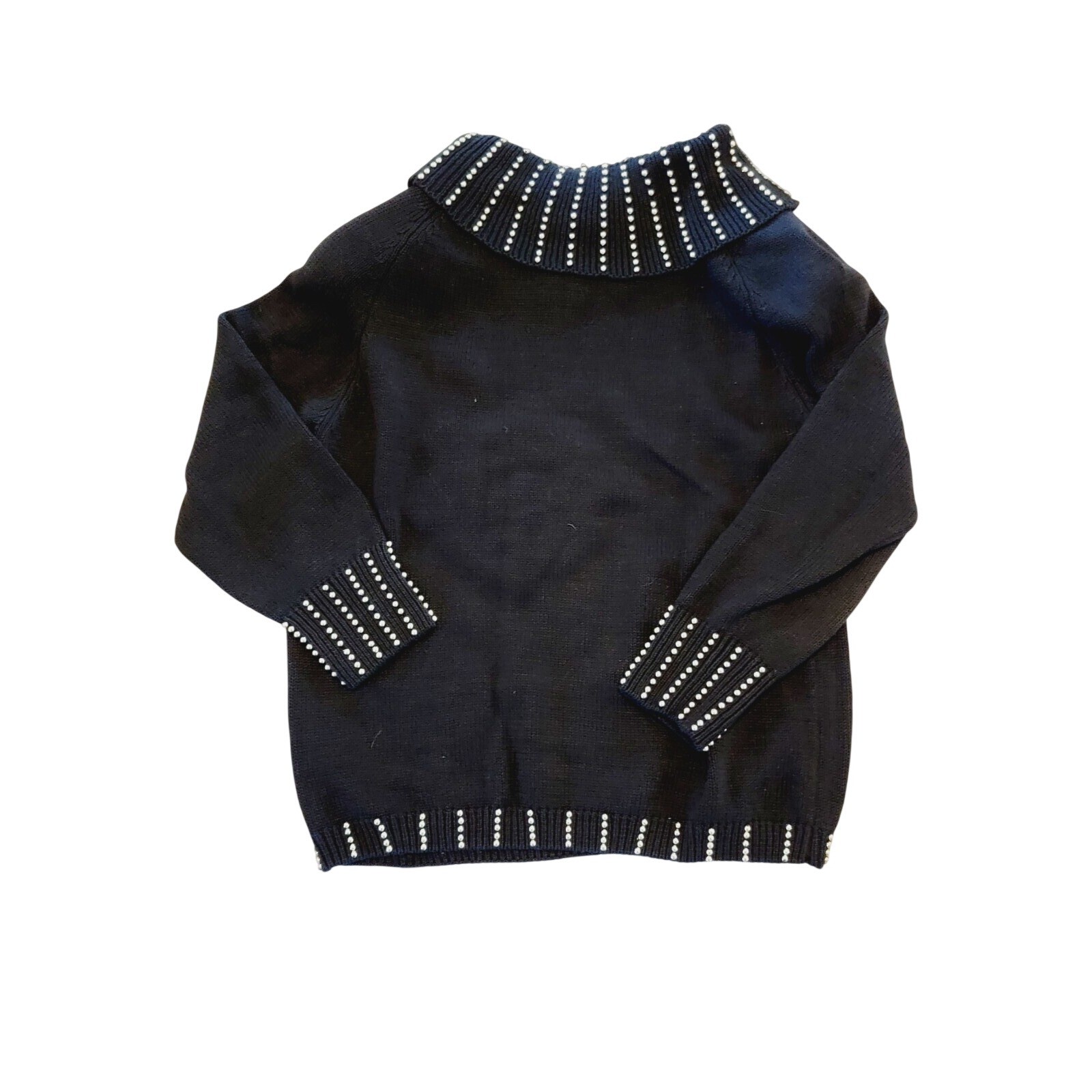 Victoria Harbour L Vintage Embellished Turtleneck Sweater Black Gold 80s Large