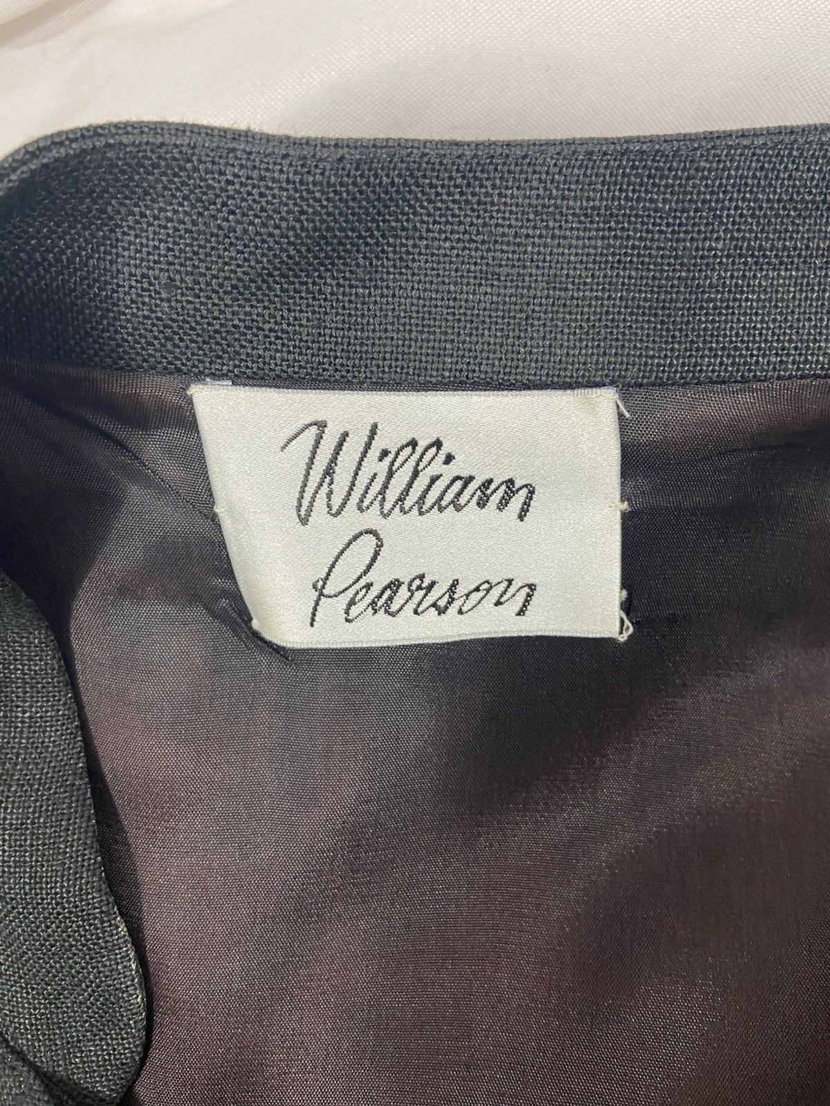 WILLIAM PEARSON Vintage Size 10 Black Linen Mandarin Collar Shirt Dress