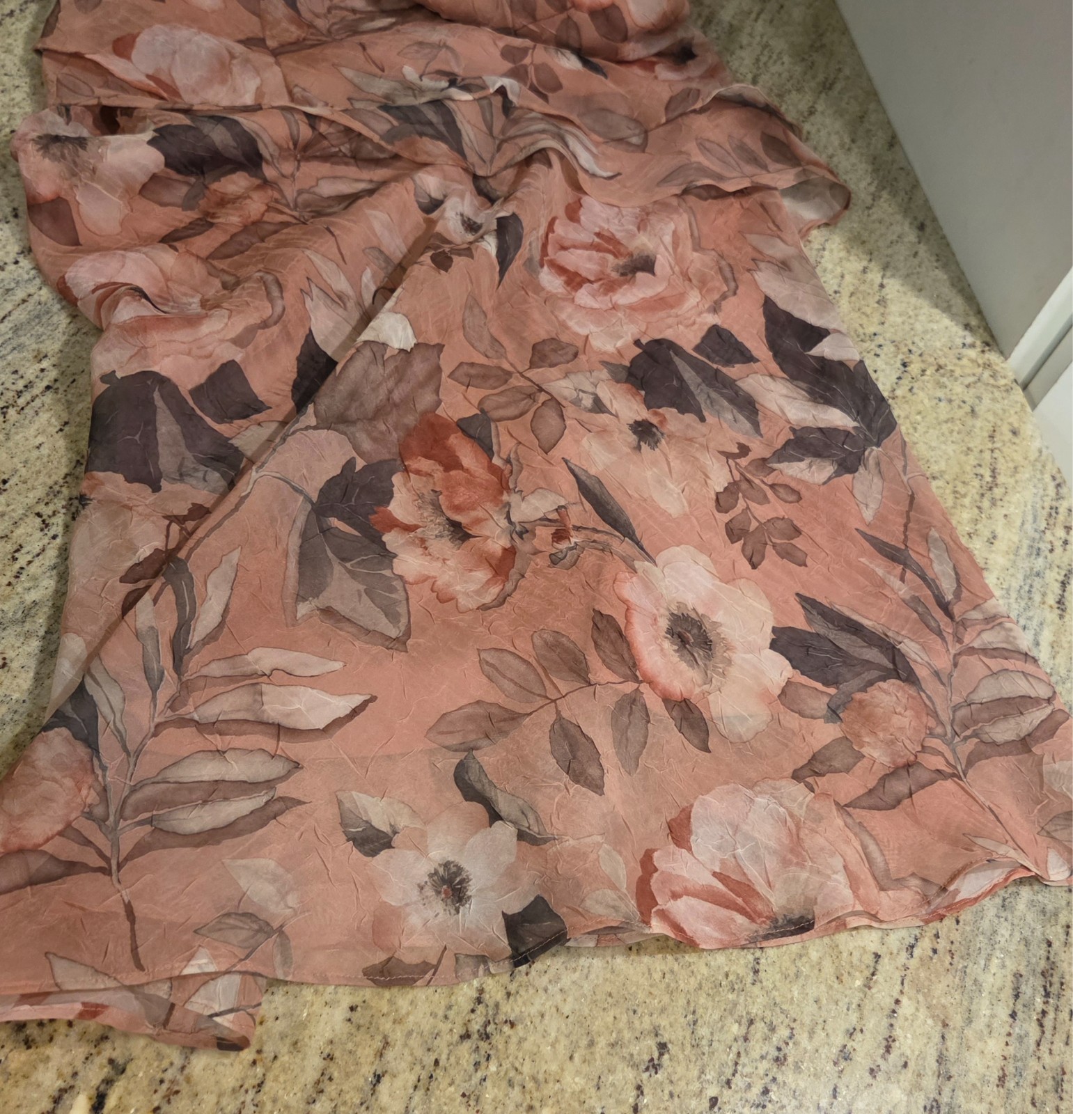 VTG Miss Dorby Floral Midi Dress Sz 8 Peach Layered Tiered Romantic Short Sleeve