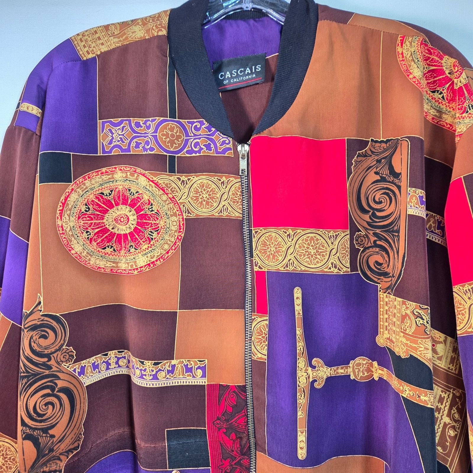90’s Vintage Baroque Patchwork Bomber Jacket Retro Streetwear Art to Wear