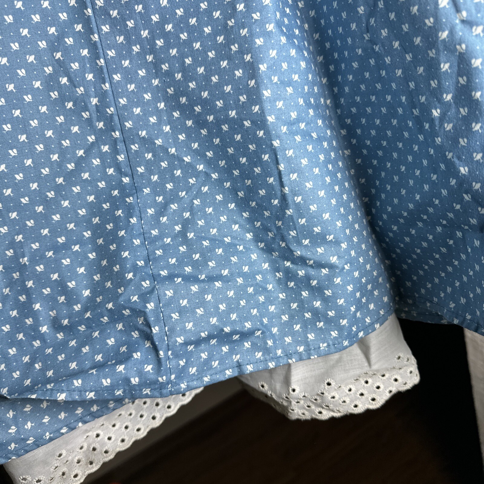 Old Vtg 1970’s s Amish Womans Dress Blue Cotton Nice 47” Long