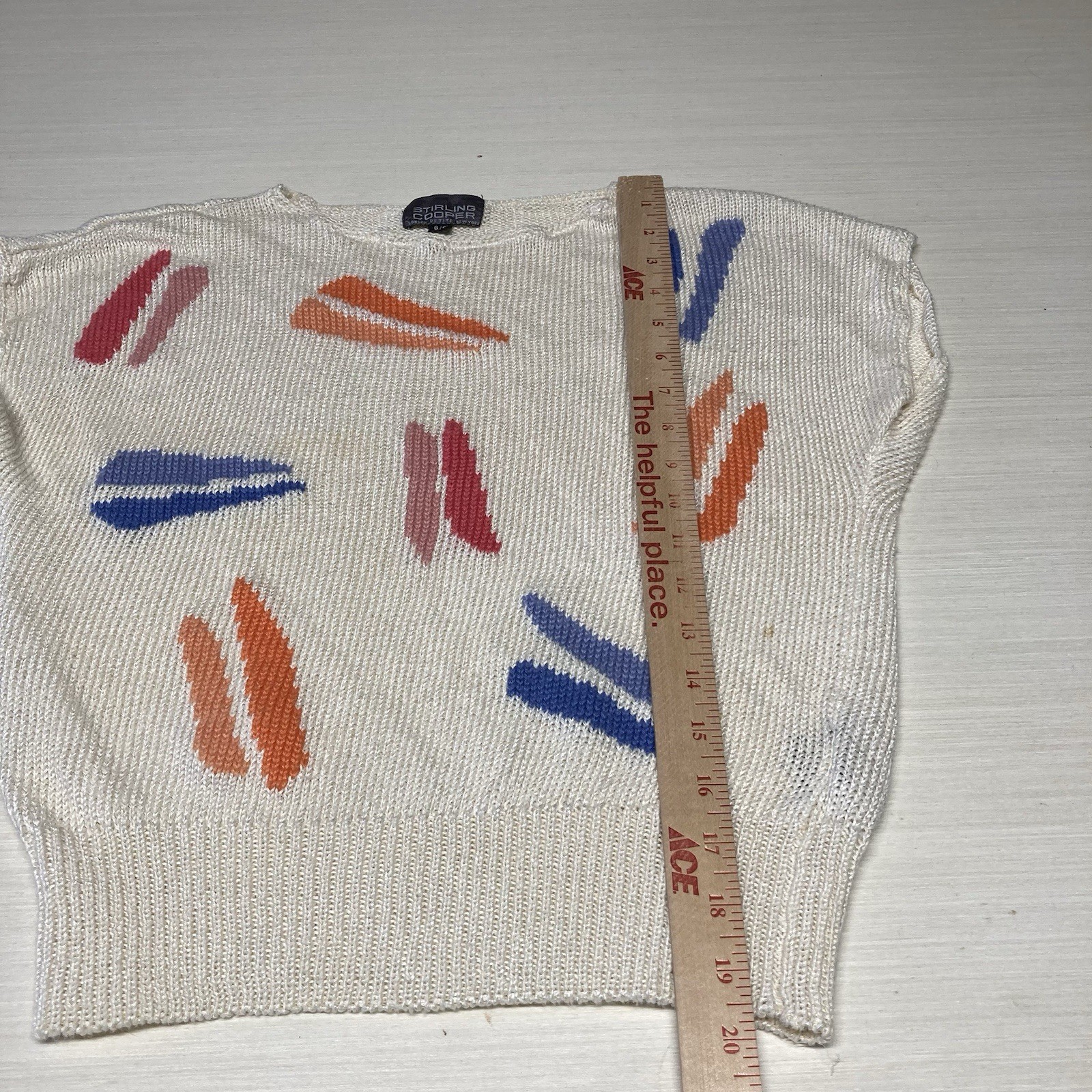 Stirling Cooper Vintage 80’s Cream Multi Color Sleeveless Sweater Women’s Small